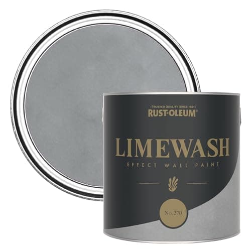 Image of Rust-Oleum 2.5L Water-based Limewash Effect Wall Paint - No.270, Soft Mid Grey, 11m2/L Coverage, Fast-Drying, Low Odour, Infinitely Recyclable Tin, Made in UK
