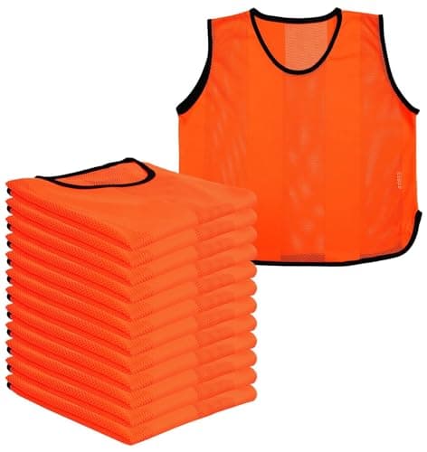 Image of A2Z 12 Pack Sports Training Mesh Bibs Lightweight Comfortable - Sports Bibs Orange 12 Pack XL/2XL