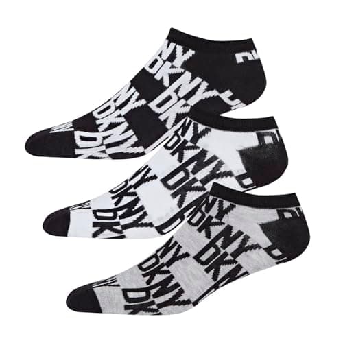 Image of DKNY Grace Women's Socks - Designer 100% Cotton Socks For Women - Pack Of 3 Trainer Liners, Comfortable And Breathable, Available In Black/Grey/White Size 4-7
