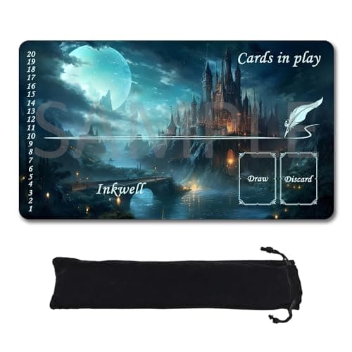 Image of Playmats Compatible Lorcana Size 24x14 Inches TCG Gaming Mat 44, Non-Slip Rubber with Zones Play Mat and Free Storage Bag (zone4,24 x 14 in)