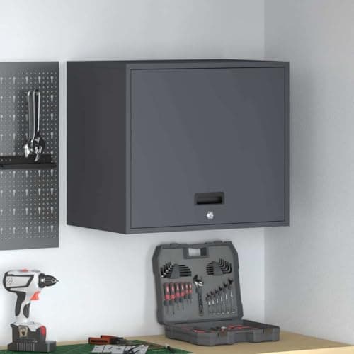 Image of SooIarix Garage Wall Cabinet Anthracite 40 x 60 x 53 cm with Gas Lift Door Heavy Duty Steel Wall Mounted Safe Storage