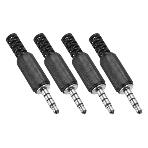 Image of sourcing map 4 Pcs 1/8" TRRS Audio Male Plug, 3.5mm Jack Plug Adapter Replacement, 4 Pole Solder Jack Cable Connector for Speaker Microphone Guitar (Black)