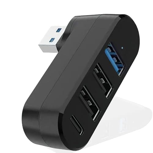 Image of Usb Splitter 4 Port Hub Rotatable 90°/180° with 3 Usb Ports 1 Usb C Power/Data Port Data Transfer Usb 3.0 2.0 Extender Adaptors Multi Ports Extension for Laptop Car Ps5 Ps4 Pc Keyboard