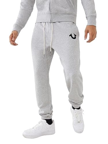 Image of True Religion Men's Logo Horseshoe Sweatpant, Heather Grey, L