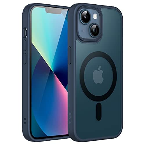 Image of JETech Magnetic Case for iPhone 13 6.1-Inch Compatible with MagSafe, Translucent Matte Back Slim Shockproof Phone Cover (Storm Blue)