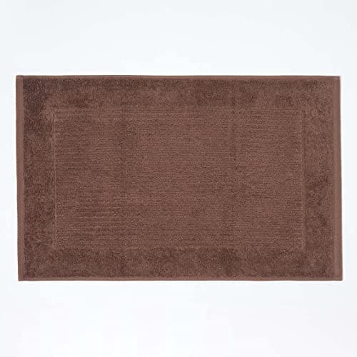 Image of HOMESCAPES Imperial Plain Chocolate Bath Mat 50 x 80 cm - Super Soft Bathroom Mat - 100% Turkish Cotton Shower Mat