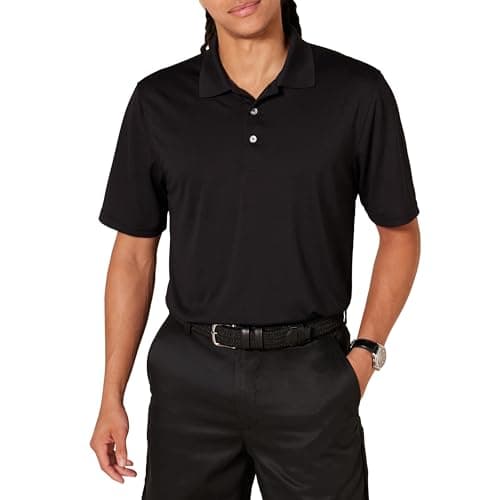 Image of Amazon Essentials Men's Golf Polo Shirt, Quick Dry, Short Sleeve, Black, XL