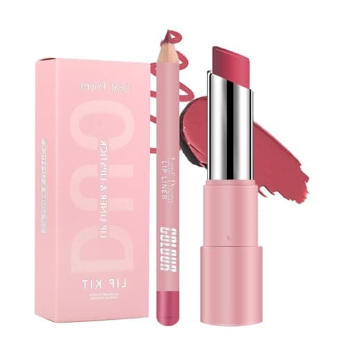 Image of Lip Liner and Lipstick Set - 2 PCS Non-Stick Cup Not Fade Waterproof Long Lasting Matte Nude Lipstick and Lip Liner Set, Velvety Nude Lipliner Lip Gloss Make up Gift Set for Women (05#, 25g)