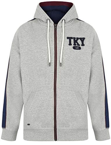 Image of Tokyo Laundry Men's Hennessey Zip Through Hooded Top - Light Grey Marl - S