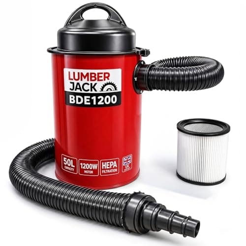 Image of Lumberjack Dust Extractor Workshop Vacuum, 50L 1200W Motor 240V, 2 Meter Hose for Woodworking, Workshop Extractors, Dust Extraction, Includes 5 Piece Reducer Set