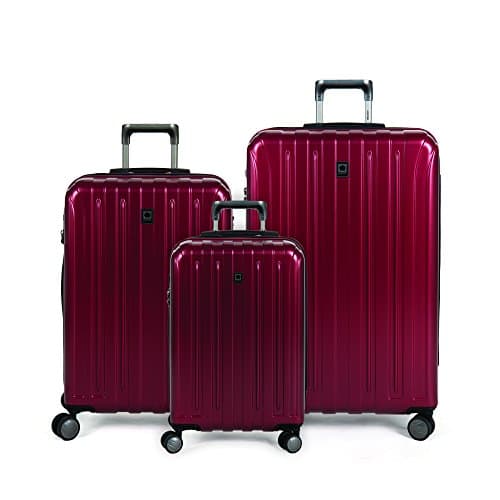 Image of DELSEY PARIS Titanium Hardside Expandable Luggage with Spinner Wheels, Black Cherry Red, 3-Piece Set (19/25/29), Titanium Hardside Expandable Luggage with Spinner Wheels