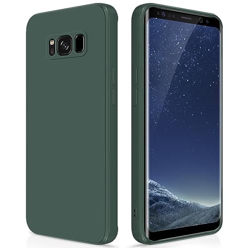 Image of GiiYoon Case Compatible with Samsung Galaxy S8, Silky-Soft Touch Full-Body Protective Phone Silicone Case, Shockproof Cover with Microfiber Lining, Green
