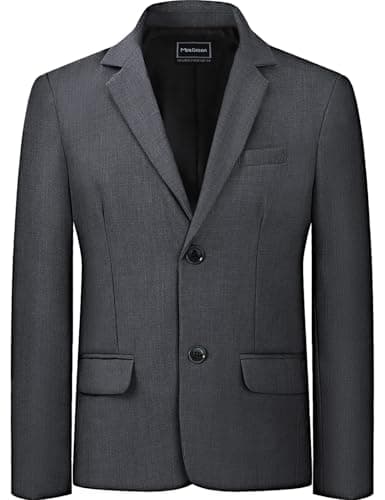 Image of mintgreen Boys Suit Jacket, Kid Wedding Casual Solid Color Blazer, Dark Grey, 11-12 Years, Tag 12