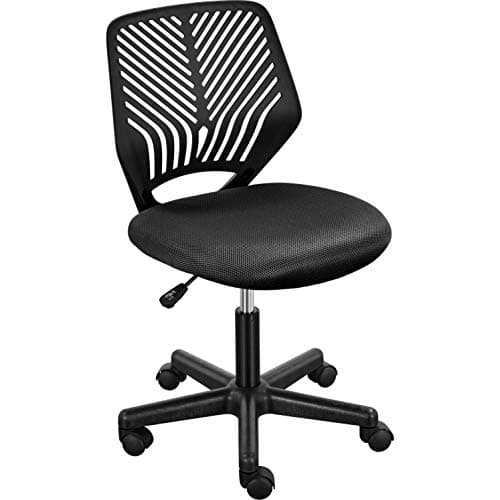 Image of Yaheetech Adjustable Computer Armless Office Chair with Rolling Wheels and PP Back Support for Home Work Students Study Black