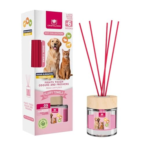 Image of CRISTALINAS Pet Odour Remover Reed Diffuser - Fluffy Towels Scent Air Freshener - 35ml Home Air Fresheners - Long Lasting Continuous Home Fragrance Up To 6 weeks - Reed Diffusers with Essential Oils