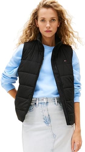 Image of Tommy Jeans Womens Tjw Lw Padded Dw0dw21409 Vest, Black (Black), XS UK