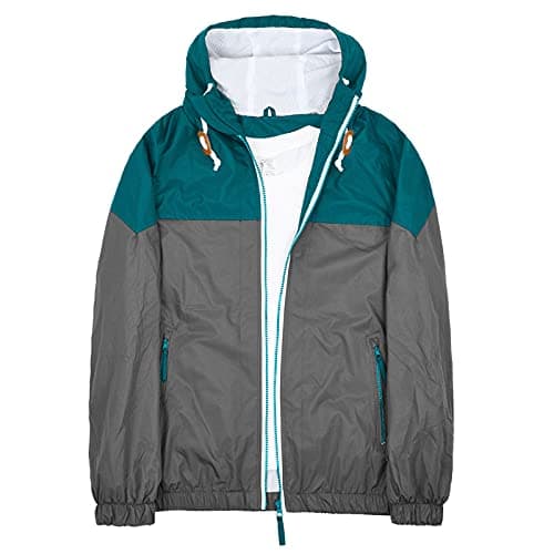 Image of Mens Windbreaker Jacket Lightweight 90s Retro Wind Breakers, Green Grey, L