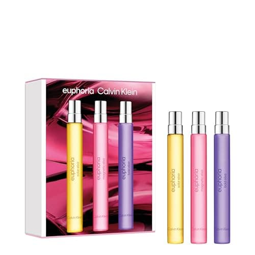 Image of Calvin Klein Euphoria Elixir Intense Parfum Trio Set, Bold, Magnetic and Solar, Ambery Fragrance For Women with Orchid and Vanilla, 3 x 10ml Travel Set, Gift For Her, Long Lasting, Worn by Rosalía