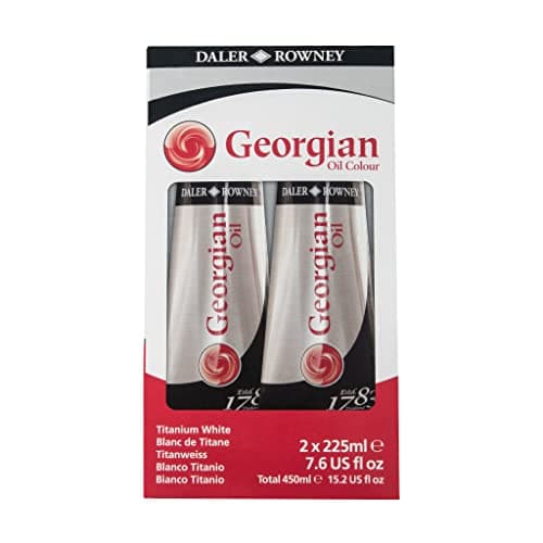 Image of Daler-Rowney Georgian Oil Paint, Aluminium Tube, 7.61oz - 225 ml, Cardboard Box, Titanium White Twin Pack Set, 2pcs