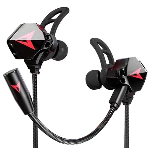 Image of KASOTT Battle Buds Pro in-Ear Gaming Headset with Dual Microphone, Mute and Volume Control, Wired Earphones for Mobile Gaming, Nintendo Switch, Xbox One, PS, PC (New-Black)