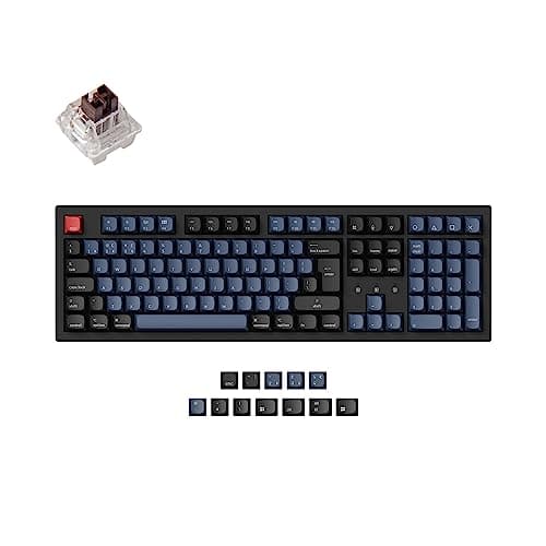 Image of Keychron K10 Pro QMK/VIA Custom Wireless Mechanical Keyboard, Hot-Swappable ISO UK Layout Full Size 108 Keys Programmable RGB Backlit Brown Switch, Bluetooth/USB-C Wired for Mac Windows Linux