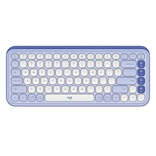 Image of Logitech POP ICON KEYS Wireless Bluetooth Keyboard, Comfortable Typing, Programmable Keys, Easy-Switch Between up to 3 Devices, for Laptop, Tablet, PC - Lilac, QWERTY