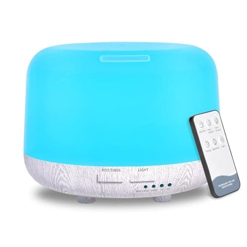 Image of 300ML Essential Oil Diffuser, Electric Aroma Diffuser with Remote Control, 4 Timers, 7 LED Color Changing Lights and Waterless Auto-Off Design, Cool Mist Air Diffuser for Room, Bedroom, Home