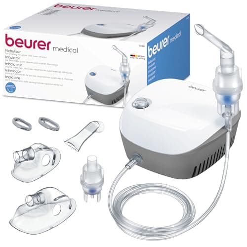Image of Beurer IH18 Home-Use Nebuliser, Electric Inhaler for nebulising Liquid Medication for colds, Asthma and Respiratory Diseases, Compressed Air Technology, for Adults and Children, Medical Device