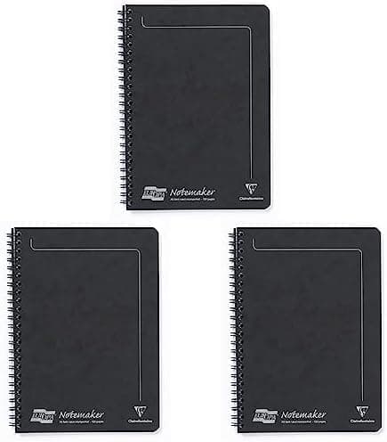 Image of Clairefontaine - Ref 4852Z - Europa Notemaker Sidebound Notebook (120 Pages) - A5 Size, 90gsm Brushed Vellum Paper, Micro-Perforated Sheets, Lined Rulings - Black (Pack of 3)