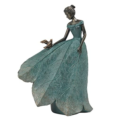 Image of Guichifun Fairy Statue Collection Home Decoration - Leaf Angel Girls Resin Home Garden Decor for Outside or Inside Rustic Fairy Garden Outdoor Yard Fantasy Figurines Gifts 8.5 x 5.25 x 12 Inch
