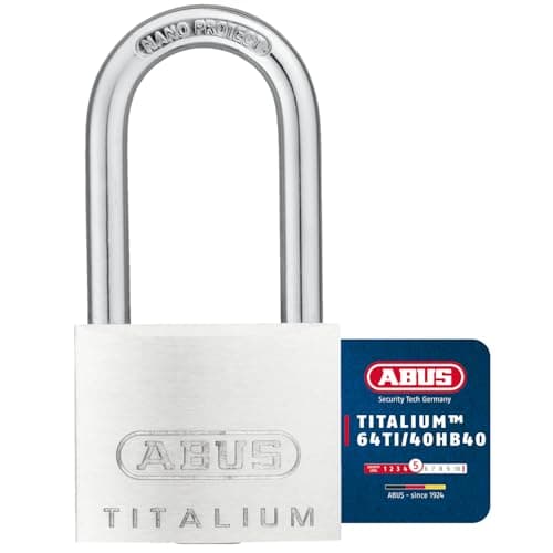 Image of ABUS Titalium 64TI/40HB40 Padlock with high Shackle - Basement Lock with Lock Body Made of Solid Special Aluminium - Hardened Steel Shackle - ABUS Security Level 5
