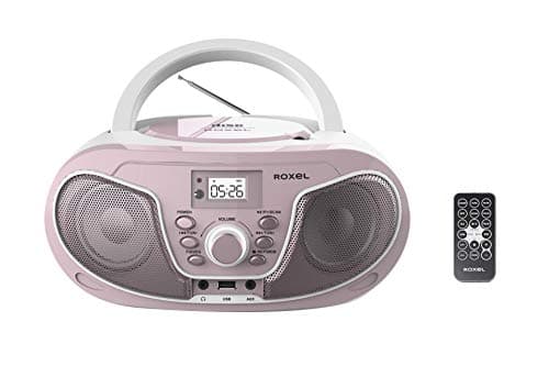 Image of Roxel RCD-S70BT Portable Boombox CD Player with Remote Control, FM Radio, USB MP3 Playback, 3.5mm AUX Input, Headphone Jack, LED Display Wireless Music Streaming(Pink)