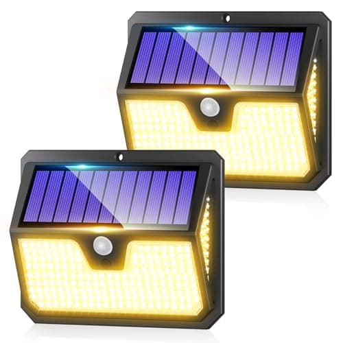 Image of Outdoor Solar Lights Motion Sensor - 238 LED Solar Powered Security Light 3 Modes 270° Wide Angle IP65 Waterproof Outside Solar Pir Wall Lighting for Garden Yard Front Door 2 Pack Warm White