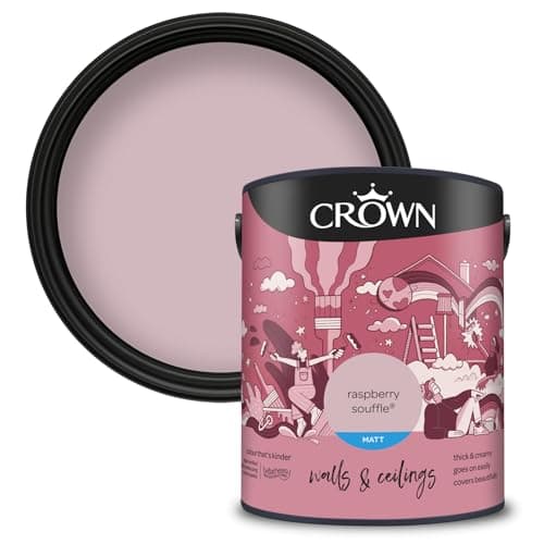 Image of Crown Raspberry Souffle - Matt Emulsion Paint - Water Based, Quick Dry - Blush Pink Paint for Walls & Ceilings - 5L