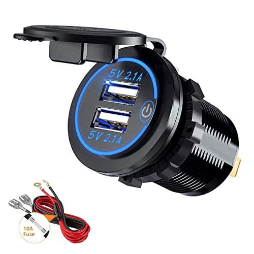 Image of Thlevel Car Dual USB Charger Socket 5V/4.2A Power Outlet with Switch for 12V/24V Boats and Marine Motorcycle Truck