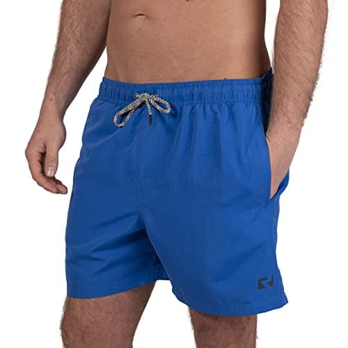 Image of RIPT Men’s Quick Dry Swim Shorts with Mesh Lining Drawstring Waist UV50 Sun Protection Beach & Swimming Trunks (Royal Blue, L)