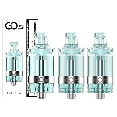 Image of Innokin Go S Tank (Light Blue) - Pack of 3 - E Cigarette Tank - Built-in 1.6ohms Kanthal Coil with Organic Cotton, Slide Top Cap Fill Design Adjustable Airflow MTL Vape Tank Ecig 2ml 13W - No Nicotine