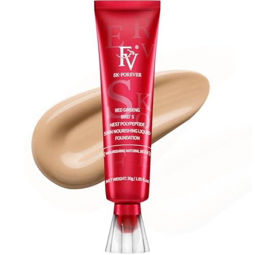 Image of FV Foundation Long Lasting Medium Coverage with Matte Finish Up to 12 Hours Waterproof Foundation Oil Free and Lightweight for Oily Skin, 30ml(NATURAL BEIGE)