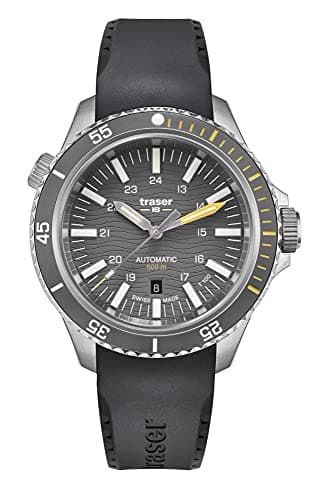 Image of Traser H3 P67 500m Automatic Diver Watch, Dial: Grey / T100 / Rubber Strap: Black, Bracelet