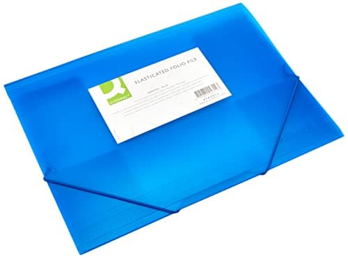 Image of Elasticated File Q-CONNECT PP A4 400 Micron 3 Flaps Transparent Blue/Document Archiving/Type-3-flap/Kind-with Eraser/Index-N.a. / Pockets-N.a. / Material-PP/Dividers-N.a. / Coating-N.a.