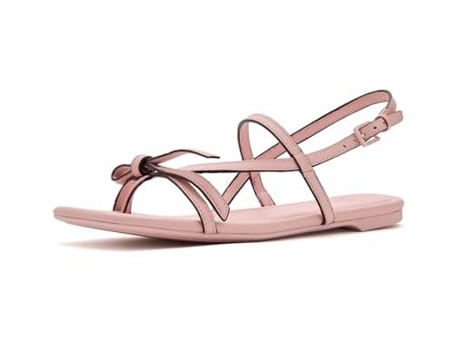 Image of kate spade new york womens Loop Smooth Leather Flat Sandal, Crinkled Tutu Pink, 4 UK