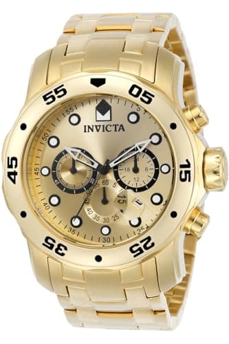 Image of Invicta Pro Diver - SCUBA 0074 Men's Watch - Waterproof - Analogue - Quartz Movement - stainless steel with gold dial - 48mm