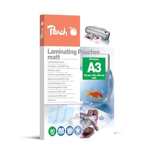Image of Peach S-PP580-15 Laminating Film A3-80 mic 100 Pouches Matt Writeable Premium Quality for Best Laminating Results Suitable for All Laminators