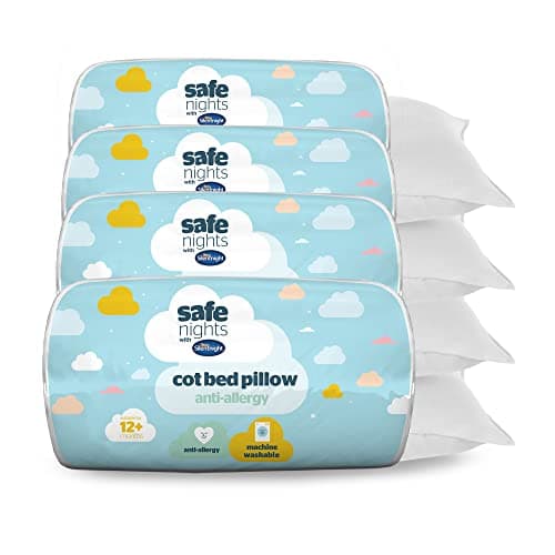 Image of Silentnight Safe Nights Cot Bed Anti Allergy Pillow 4 Pack - Quality Luxury Soft Comfy Crib Cotbed Nursery Pillows For Baby Babies Kids Toddler Children - Hypoallergenic Machine Washable Four Pillows