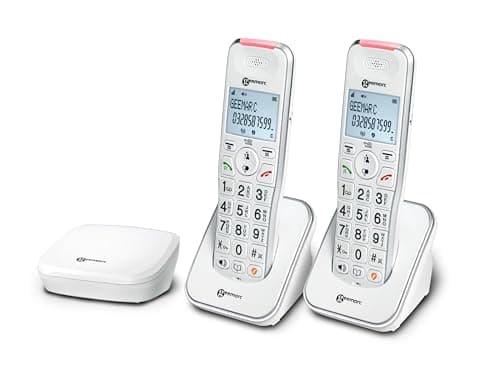 Image of Geemarc Liberty 200 Twin, Digital Cordless Home Telephones with Small DECT Base, Hearing Aid Compatible, Easy Use 2 Cordless Handsets to Be Placed Anywhere in the House