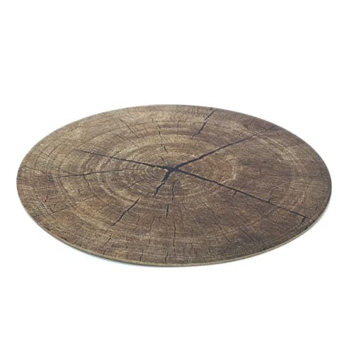 Image of Carousel Home 38cm Tree Trunk Print Round Placemat | Tree Slice Style Place Mat Kitchen Dining Mat | Brown Single Corked Backed Place Mat Dining Table Protection Mat