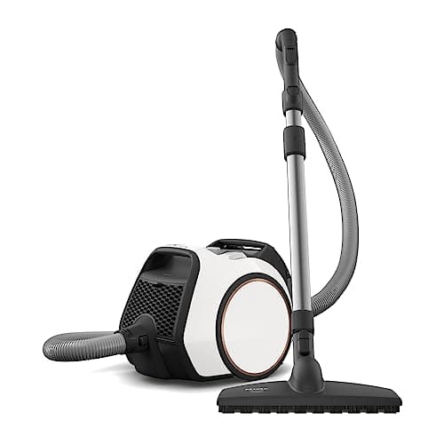 Image of Miele Boost CX1 Parquet – Performance, Compact and Handy Vacuum Cleaner with Vortex Technology and HEPA Filter, Parquet Brush, White & Rose Gold with Tinted Collector