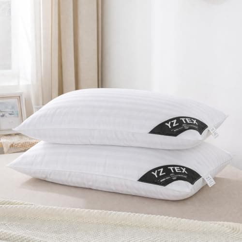 Image of YZTEX 2 Pack Goose Feather and Down Pillows 100% Cotton Shell Soft Hotel Quality Pillows(40% Down)
