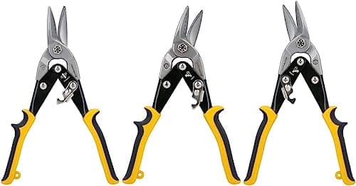 Image of TOUGH MASTER Aviation Snips 10" 250mm Cr-V Steel Cutting Shears Perfect for Cutting Aluminum and Metal Sheets Heavy Duty Aviation Tin Snips with Non-Slip Wear-Resistant TPR Handle (Set of 3)
