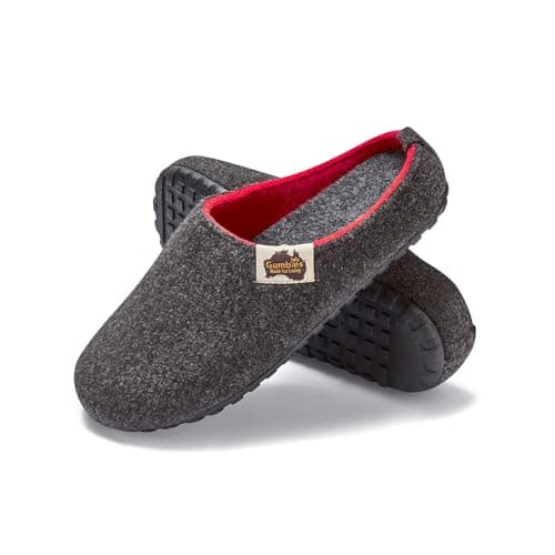 Image of Gumbies Outback Indoor & Outdoor Slippers, Easy Slip On House Shoes with Recycled Materials, Ideas for Gift Giving for Men & Women, Charcoal & Red, UK 11